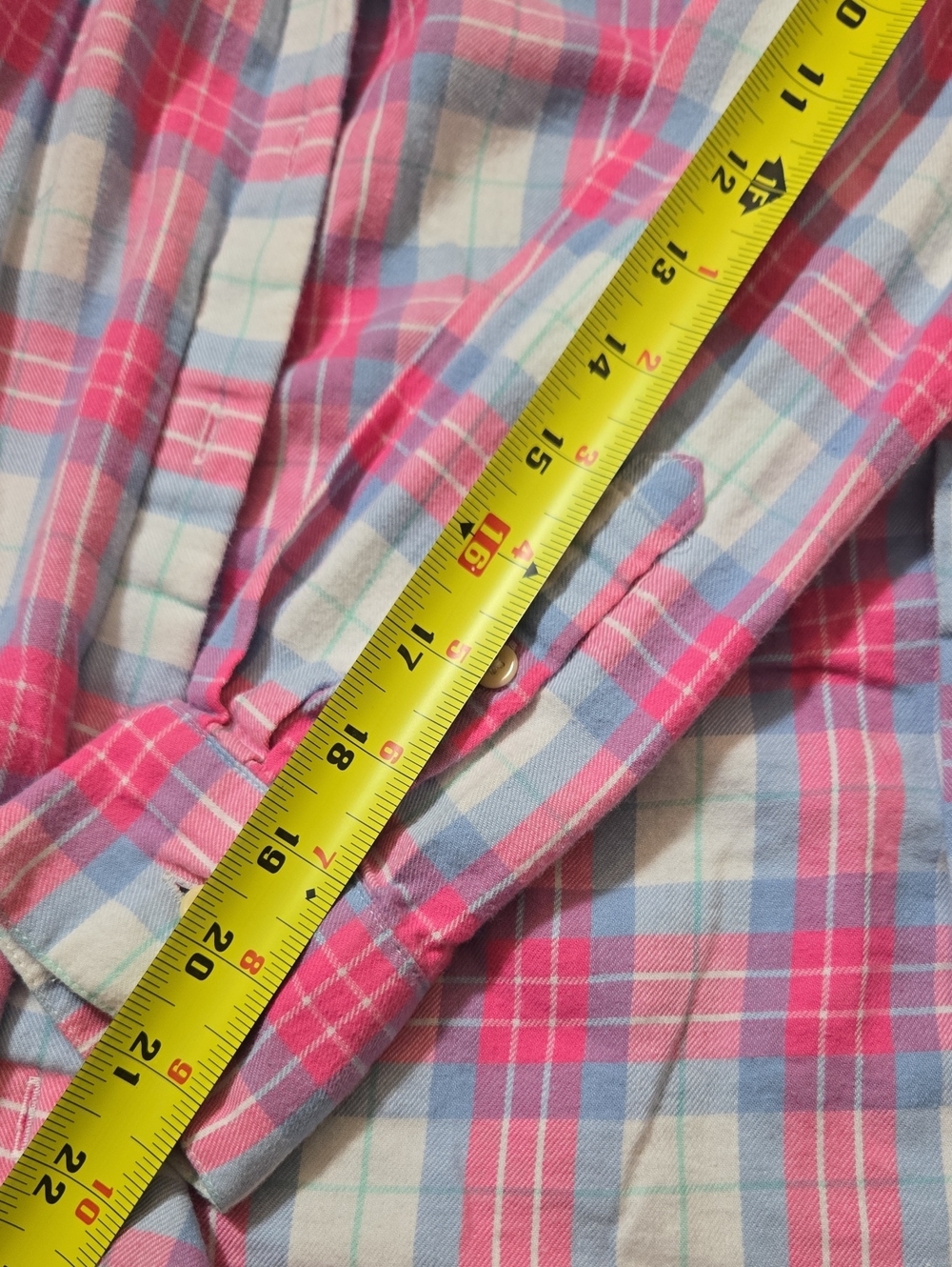 Lauren James Medium Pink Blue Cotton Flannel Button Down - Picture 9 of 10